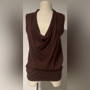 IKKS: Brown Sleeveless Drape Top